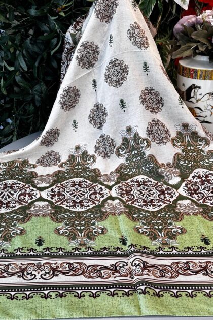 Hint Etro Desenli Pamuk Soft Şal - 658960 - Fıstık Yeşili