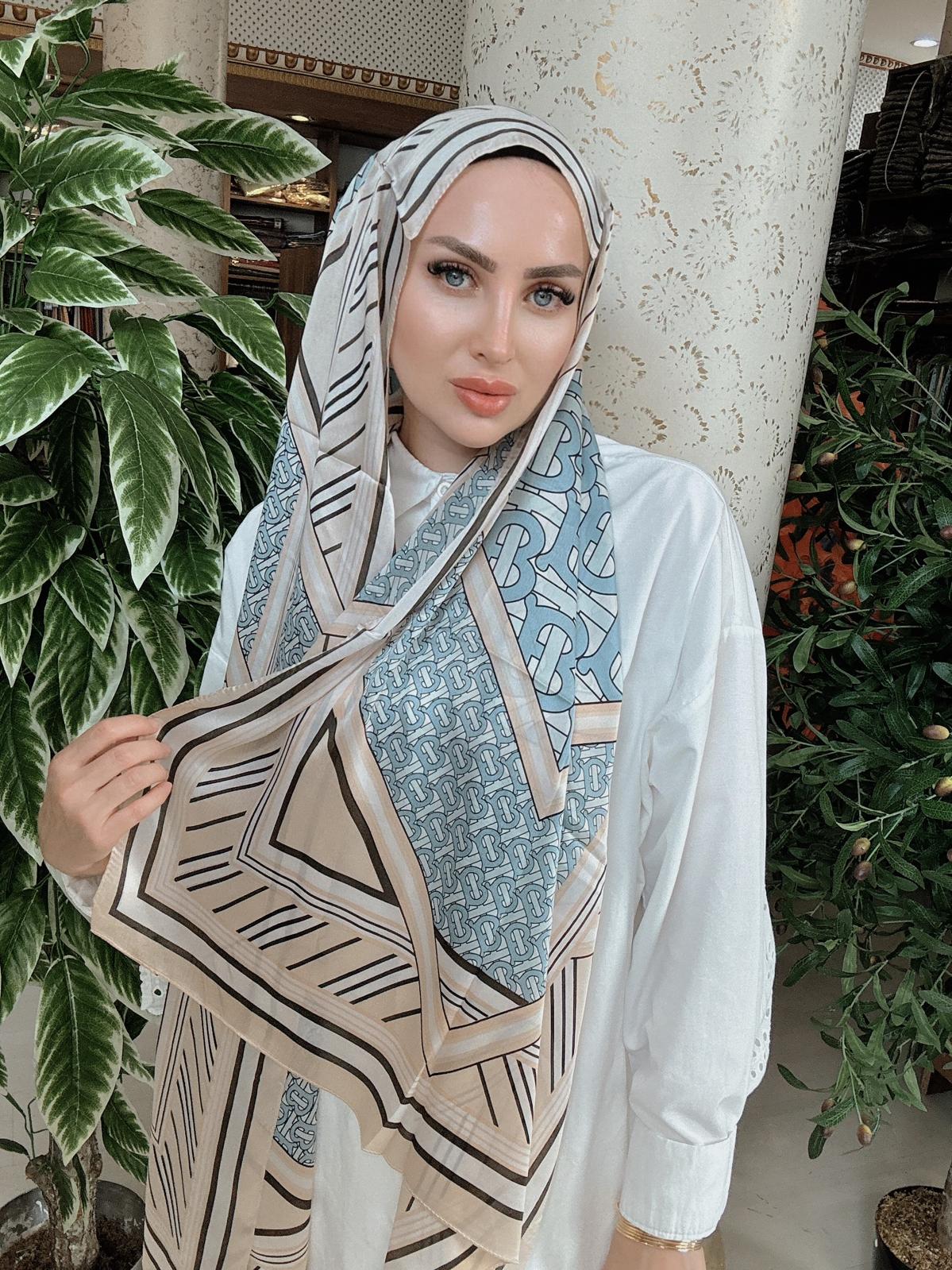 BURBERRY DESEN İTHAL VUAL İPEK ŞAL 15801- MAVİ