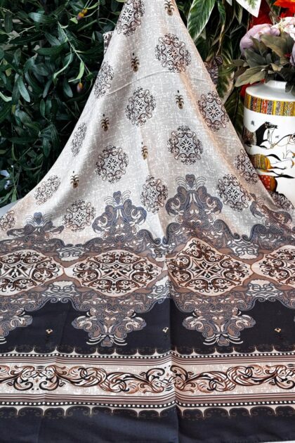 Hint Etro Desenli Pamuk Soft Şal - 658960 - Siyah Camel