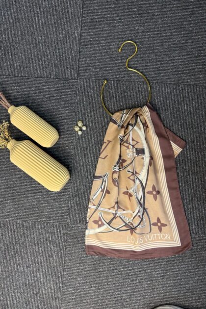 Lv Kemer Desen Pamuk Soft Şal 31230 - Çikolata