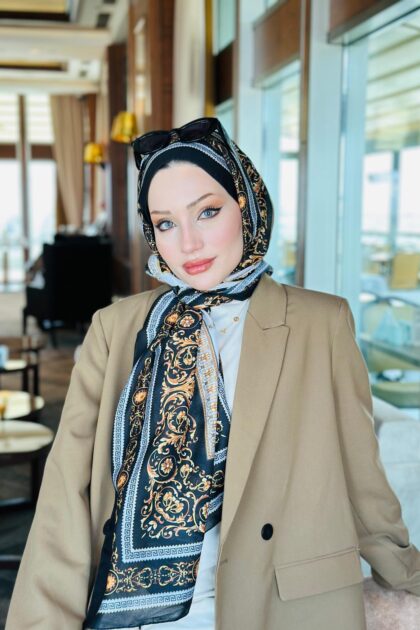 Versace Pamuk İpek Şal -Siyah