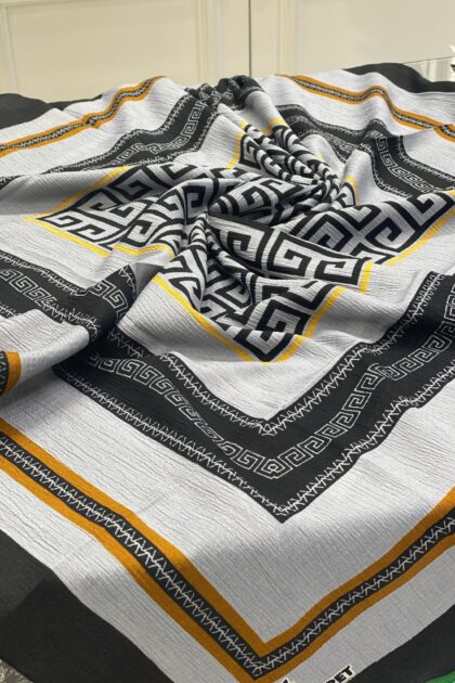 Etnik Desenli Mio Cazz Eşarp - Gri - Organic ScarfsOrganic Scarfs