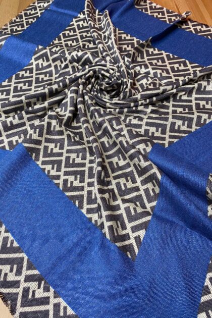 F Desen % 100 Kaşmir Eşarp - İndigo - Organic ScarfsOrganic Scarfs