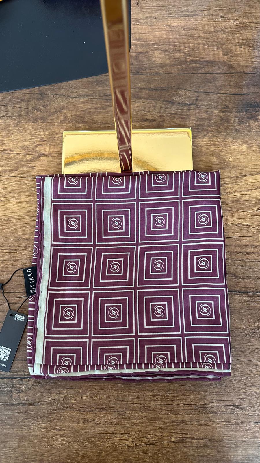 Vakko Kare Desen Pamuk Soft Eşarp 610144 - Bordo