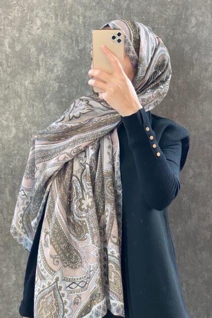 Etro Etnik Desen Pamuk Soft Şal 36631 -Vizon
