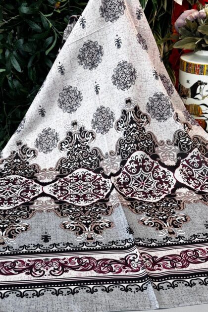 Hint Etro Desenli Pamuk Soft Şal - 658960 - Gri Pudra