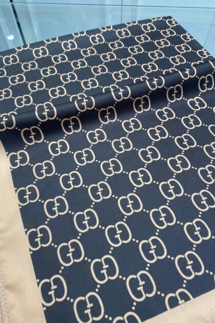 G Desen Twill İpek Şal - Siyah/ Bej - Organic ScarfsOrganic Scarfs