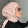 G Desenli İthal Pamuk Jakar Çift Taraflı Şal - Pembe - Organic ScarfsOrganic Scarfs