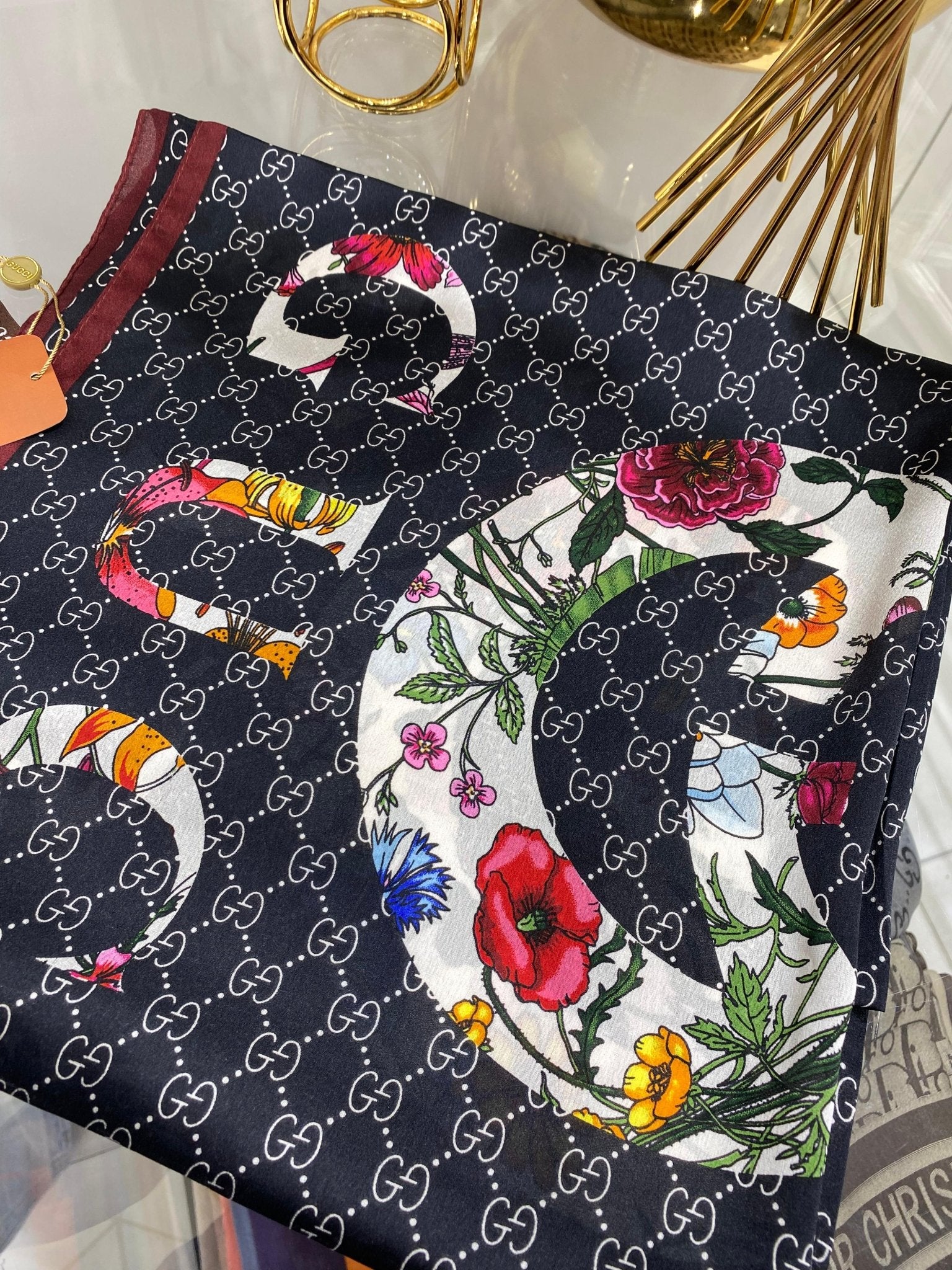 Gucci İthal Vual İpek Şal - Bordo - Organic ScarfsOrganic Scarfs