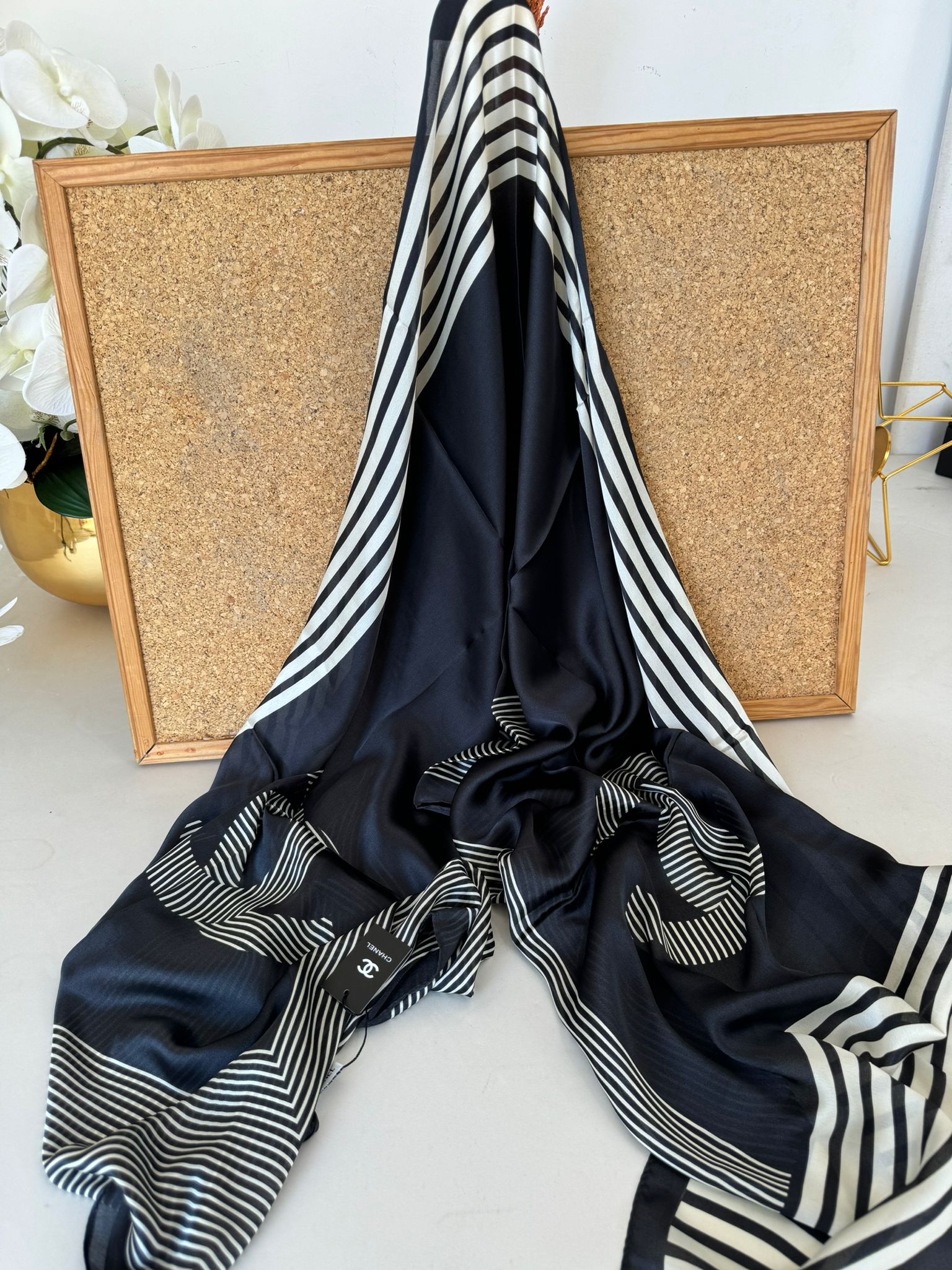 Chanel İthal Vual İpek Şal - Siyah