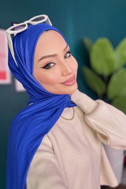 Organic Scarfs Tesettür Penye Şal Hijap Modeli - Saks