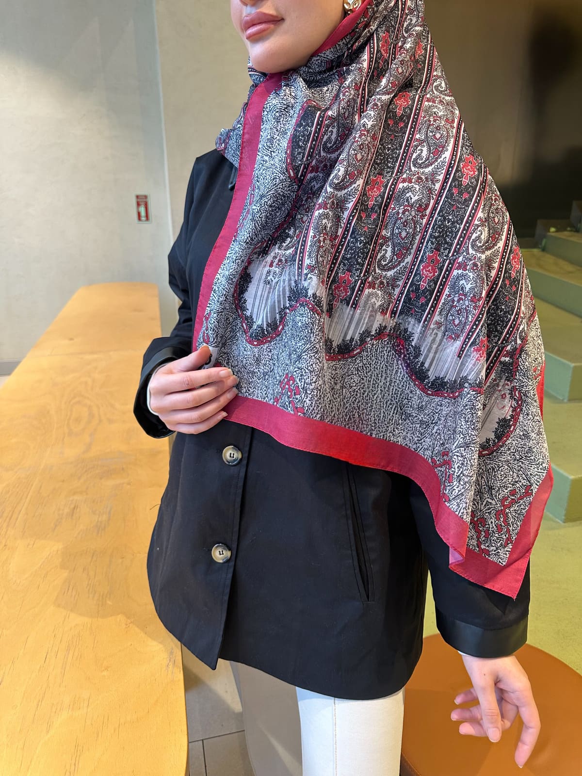 Etro Desen Pamuk İpek Şal 49733 -Pastel Pembe - Görsel 2