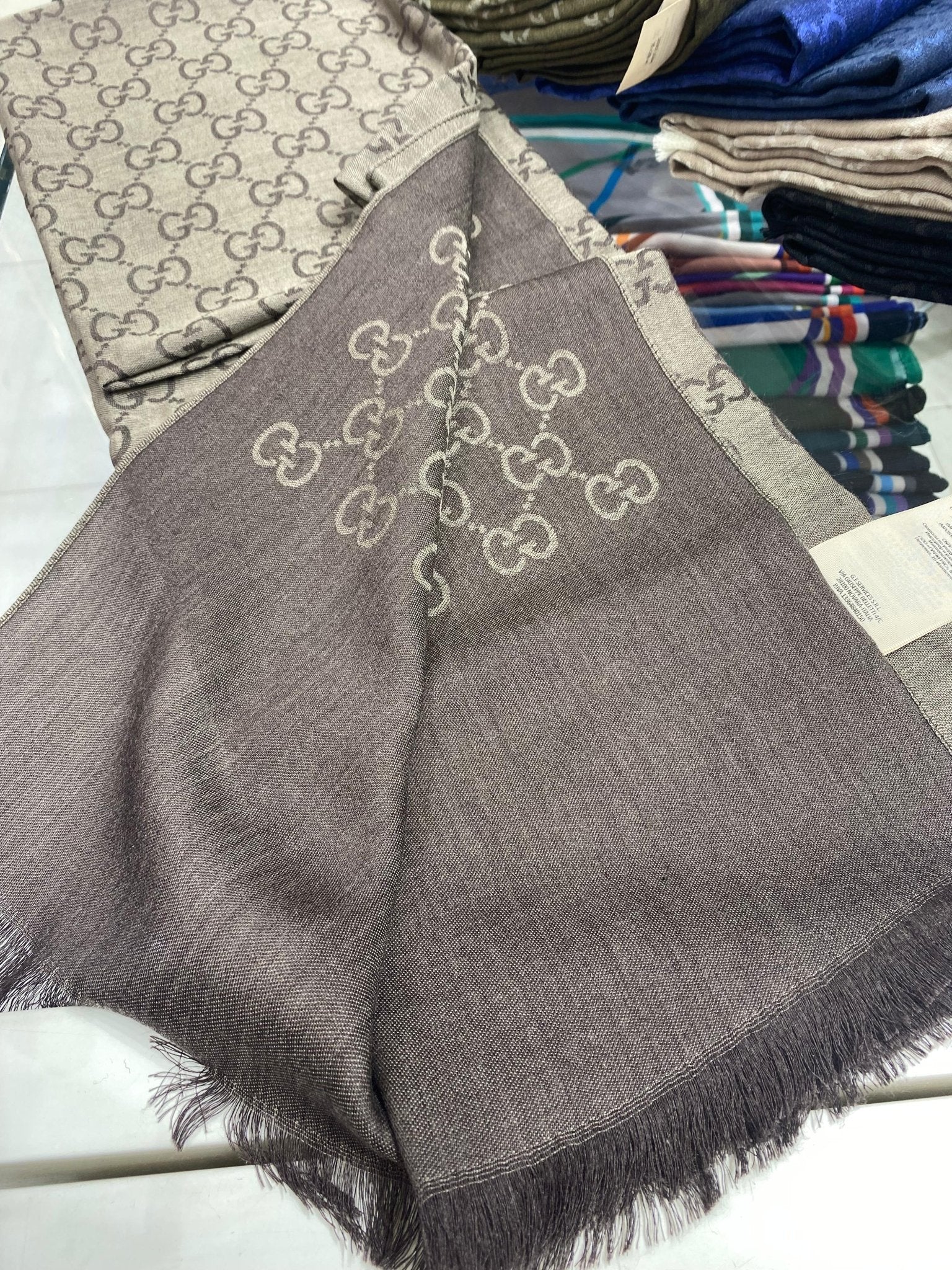 İTHAL A+++ Yün İpek Çift Taraflı Marka Şal - Kahverengi - Organic ScarfsOrganic Scarfs