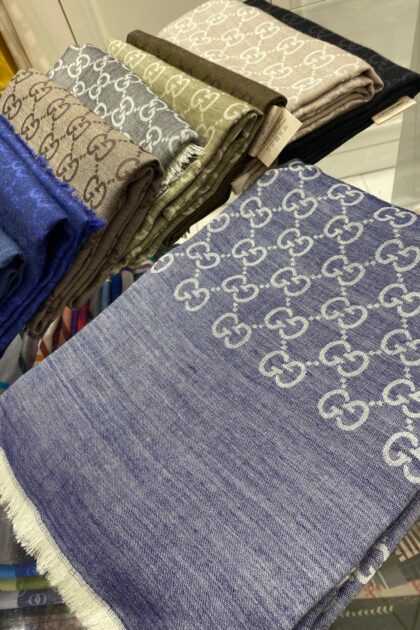 İTHAL A+++ Yün İpek Çift Taraflı Marka Şal - Kot Mavisi - Organic ScarfsOrganic Scarfs