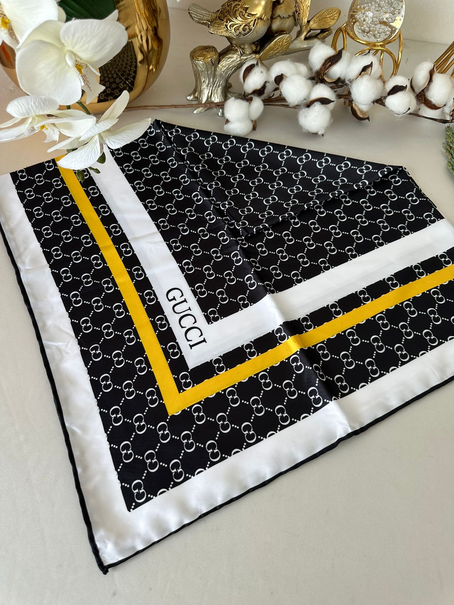 Gucci İpeksi Eşarp 74852 - Siyah