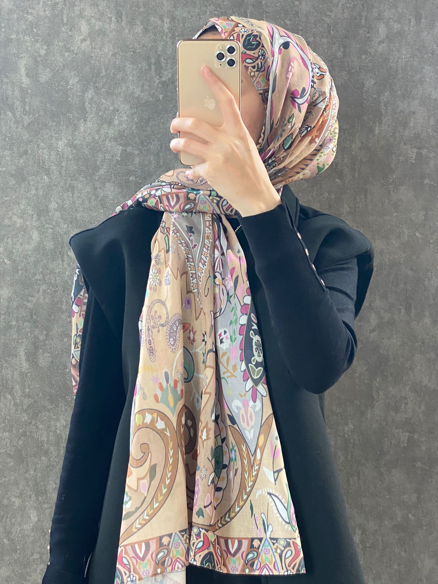 Etro Etnik Desen Pamuk Soft Şal 38630 - Camel - Görsel 2