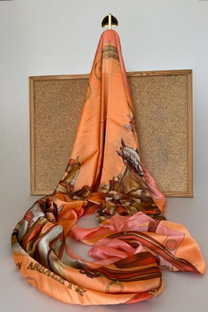 Hermes At Desen İthal Vual İpek Şal 014461 - Oranj
