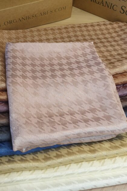 Kazayağı Desen İpeksi Jakar Şal - Pamuk Şekeri - Organic ScarfsOrganic Scarfs