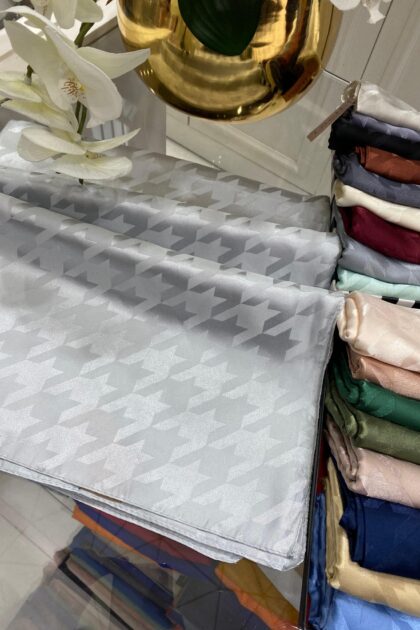 Kazayağı Desen Jakar Şal - Gümüş - Organic ScarfsOrganic Scarfs