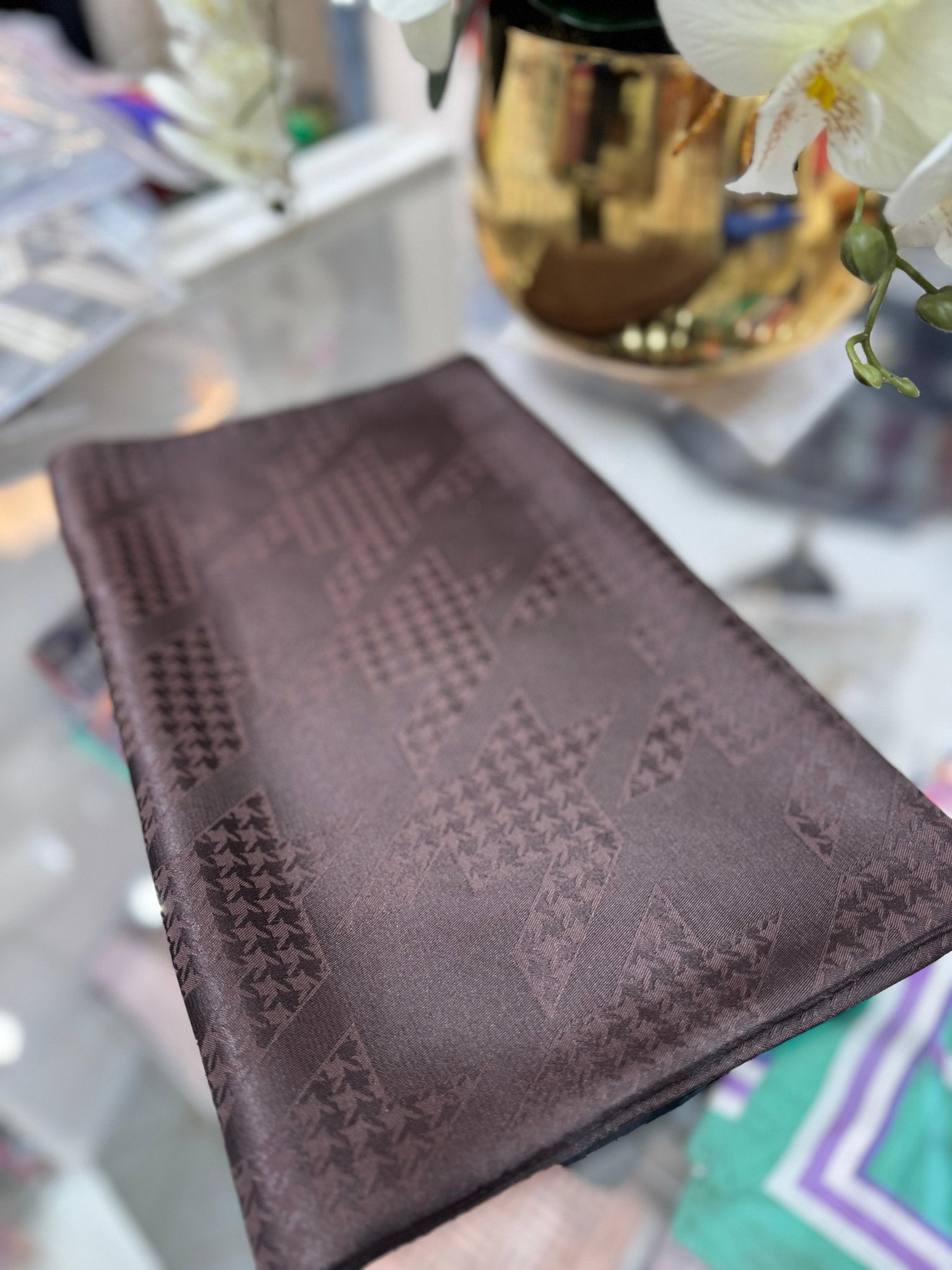 Kazayağı Minimal Desen Jakar Şal - Acı Kahve - Organic ScarfsOrganic Scarfs
