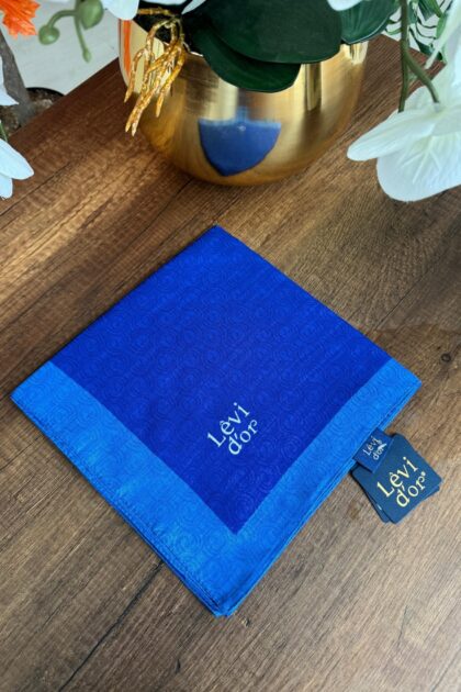 LEVİDOR Monogram Eşarp 17687 - Parlament Mavi - Organic ScarfsOrganic Scarfs
