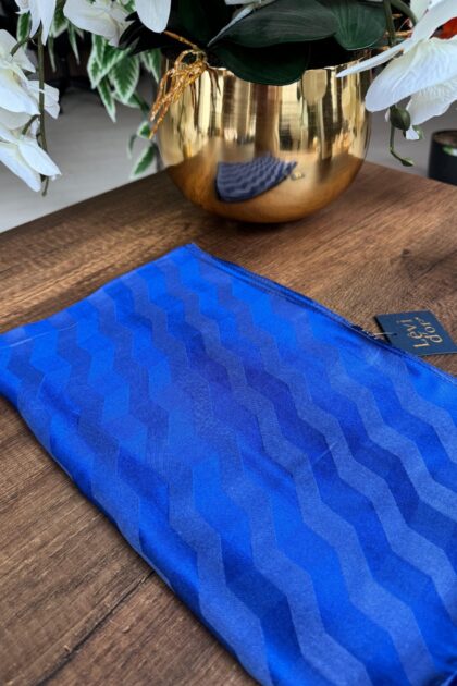 LEVİDOR Wave Jakarlı Şal 17175 - İndigo - Organic ScarfsOrganic Scarfs
