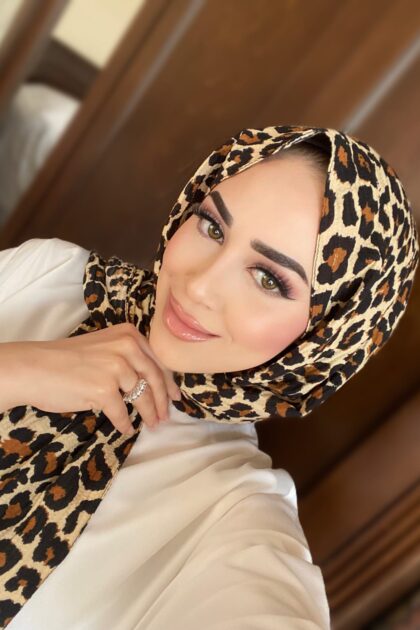 Mio Cazz Leopar Desenli Şal - Kahve - Organic ScarfsOrganic Scarfs