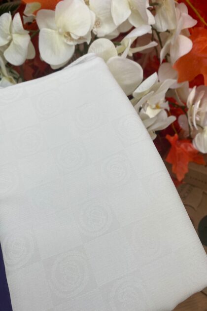 Monogram Desen Pamuk İpek Jakar Şal - Ekru - Organic ScarfsOrganic Scarfs
