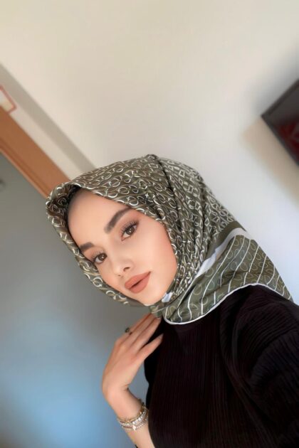 Monogram İthal Eşarp - Haki - Organic ScarfsOrganic Scarfs