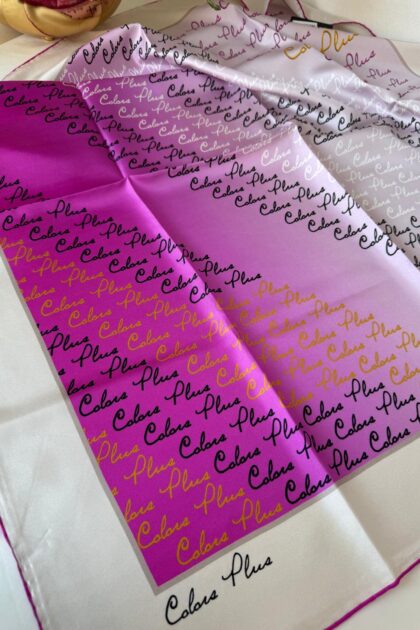 COLOR PLUS YAZILI &100 İPEK EŞARP 145631- FUŞYA
