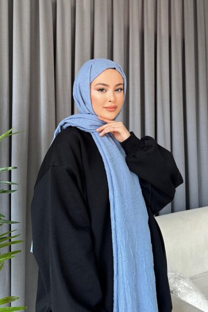 Organic Scarfs Bambu Kraş Şal Modeli - Bebe Mavi - Organic ScarfsOrganic Scarfs