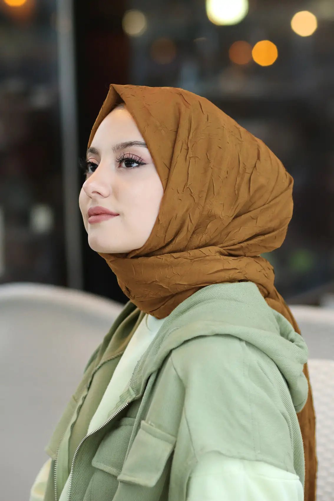 Organic Scarfs Bambu Kraş Şal Modeli - Taba - Organic ScarfsOrganic Scarfs