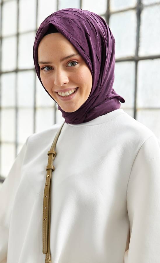 Organic Scarfs Bambu Kraş Şal Modeli - Üzüm