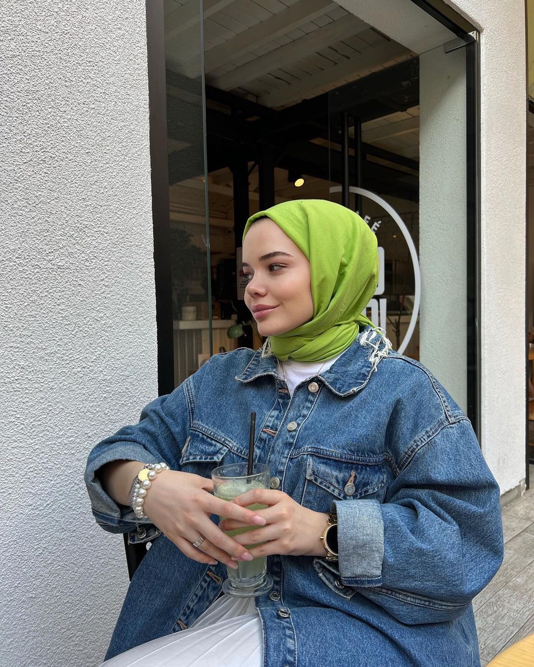 Organic Scarfs Pamuk Kraş Cazz Şal Modeli - Lime - Organic ScarfsOrganic Scarfs