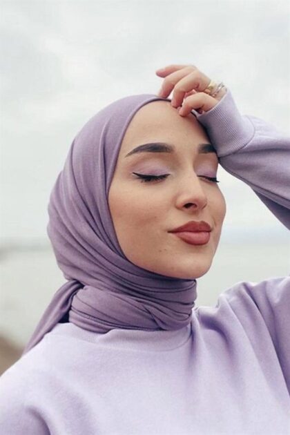Organic Scarfs Tesettür Penye Şal Hijap Modeli - Eflatun - Organic ScarfsOrganic Scarfs