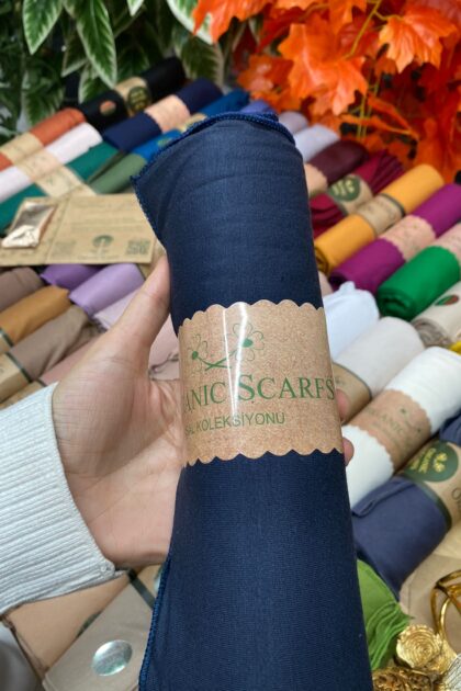 Organic Scarfs Tesettür Penye Şal Hijap Modeli - Gece Mavisi - Organic ScarfsOrganic Scarfs