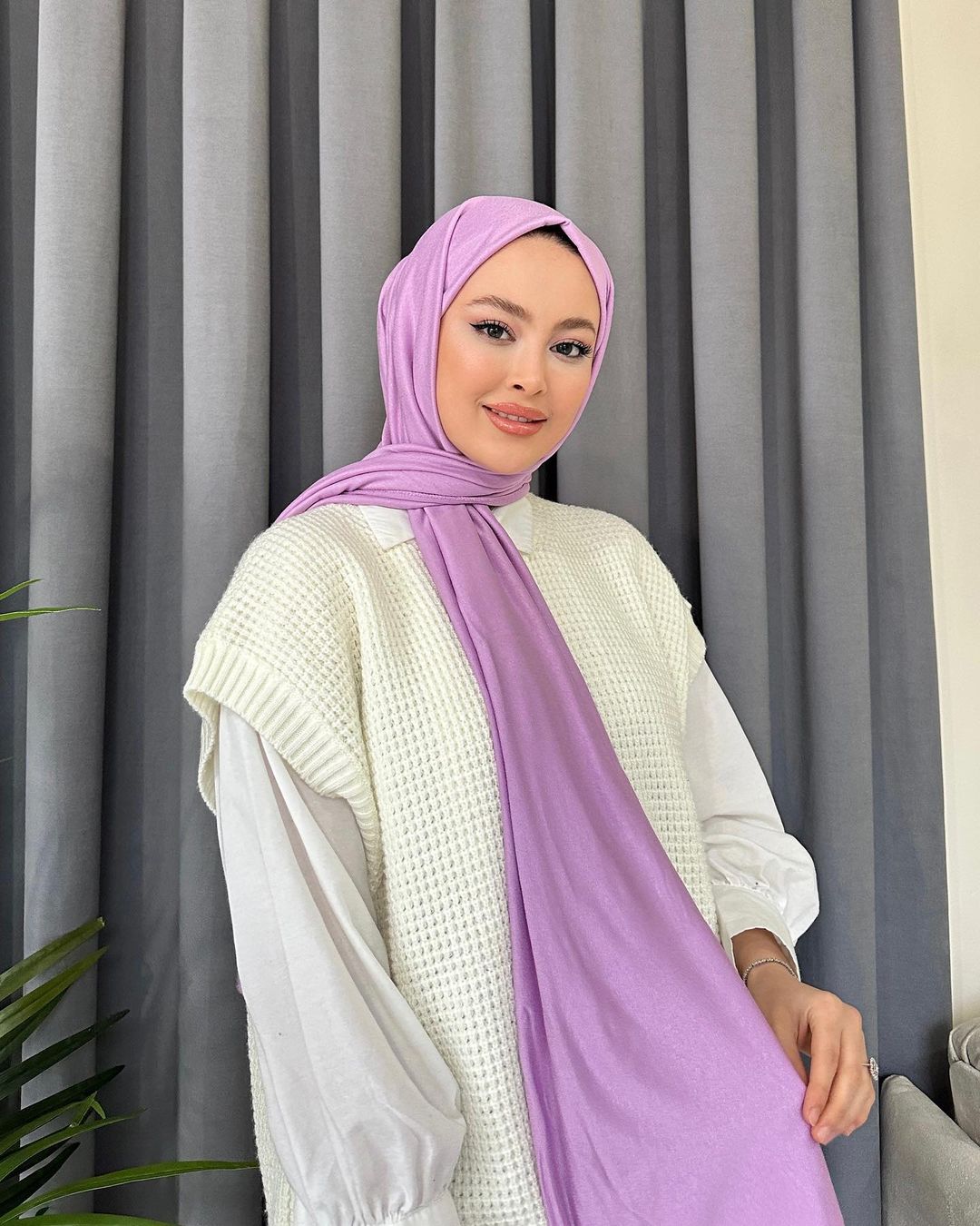 Organic Scarfs Tesettür Penye Şal Hijap Modeli - Lavanta - Organic ScarfsOrganic Scarfs