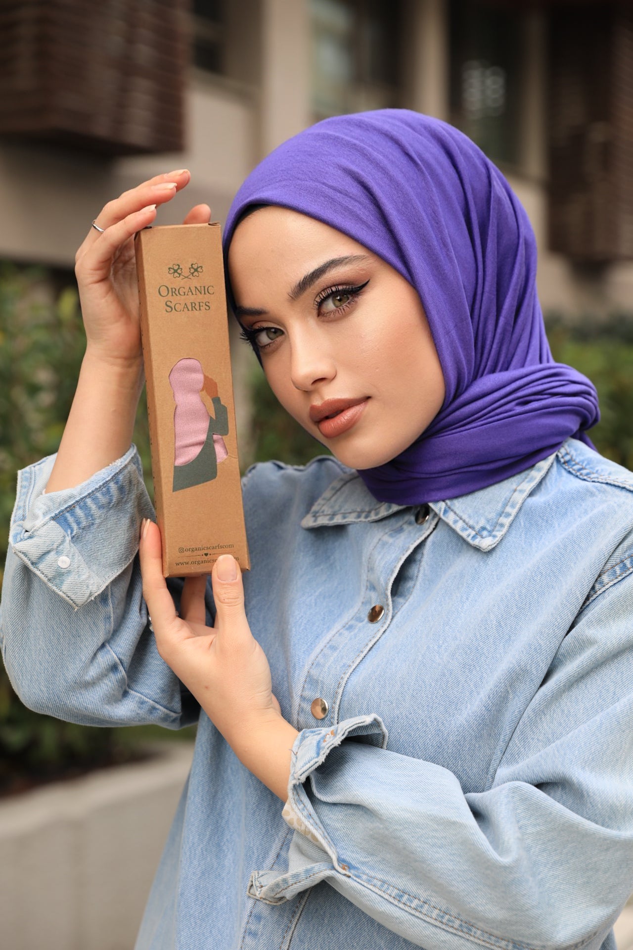 Organic Scarfs Tesettür Penye Şal Hijap Modeli - Morcivert - Organic ScarfsOrganic Scarfs