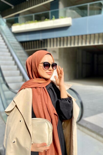 Oxygen His Serisi Pamuk Şal - Çikolata - Organic ScarfsOrganic Scarfs