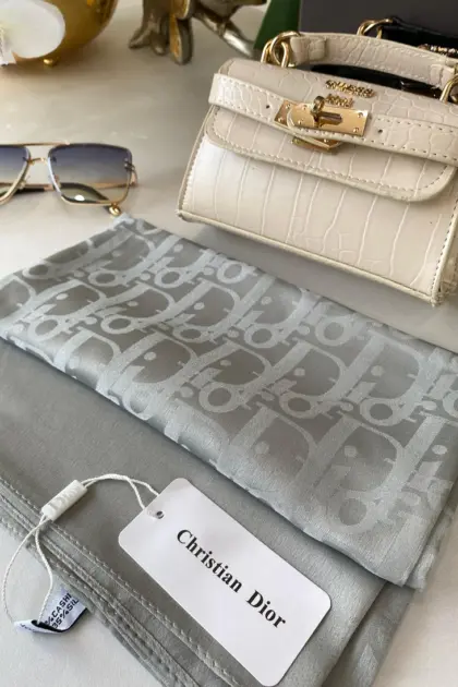 İthal Dior Eşarp 44114 - Gümüş