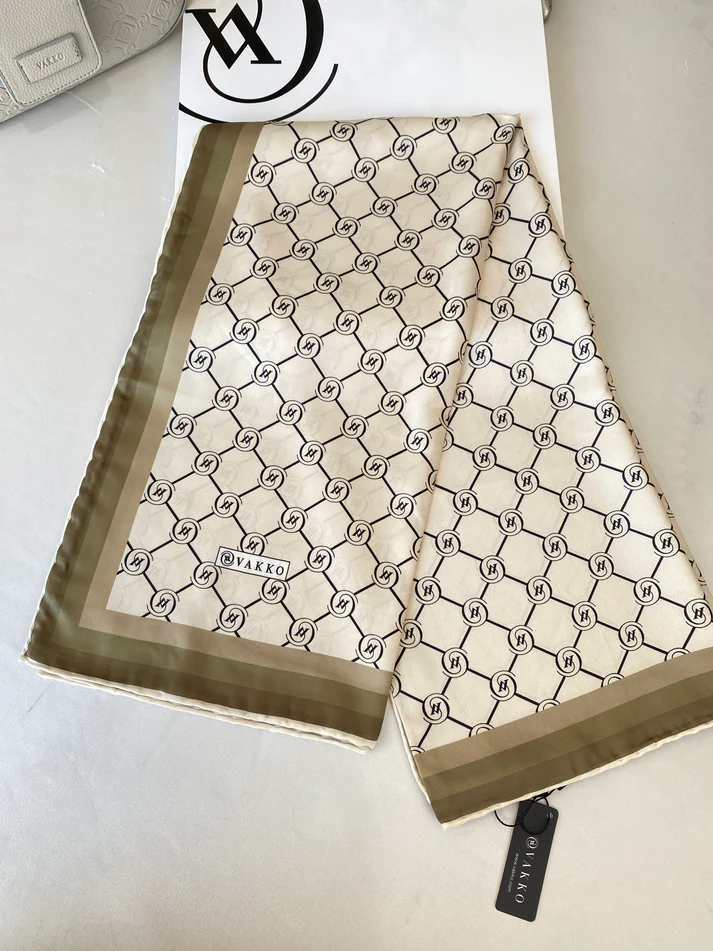 Vakko Monogram Twill Eşarp 44130 - Haki