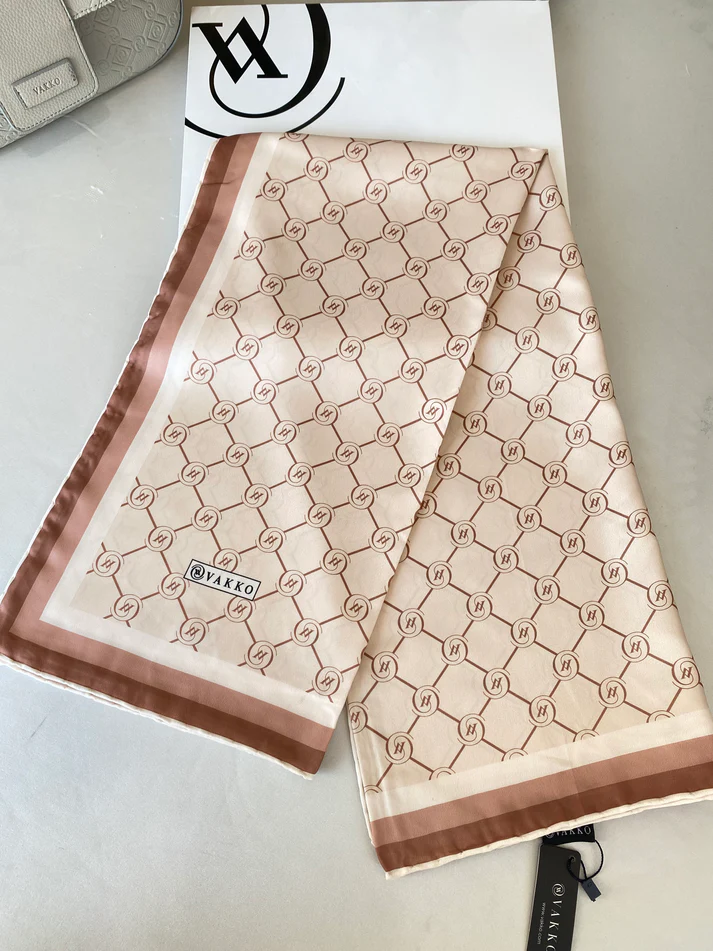 Vakko Monogram Twill Eşarp 44130 - Pudra
