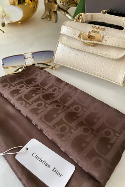 İthal Dior Eşarp 44114 - Acı Kahve