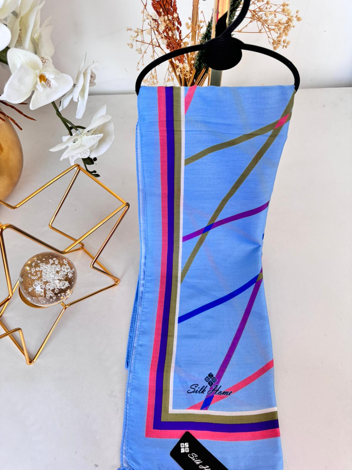silk home pamuk ipek şal Bebe mavi