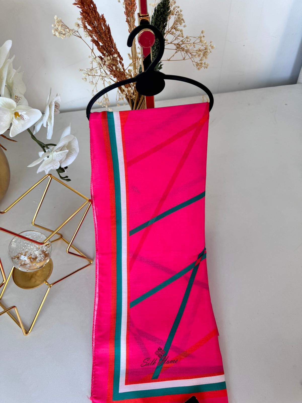 silk home pamuk ipek şal Fosforlu pembe