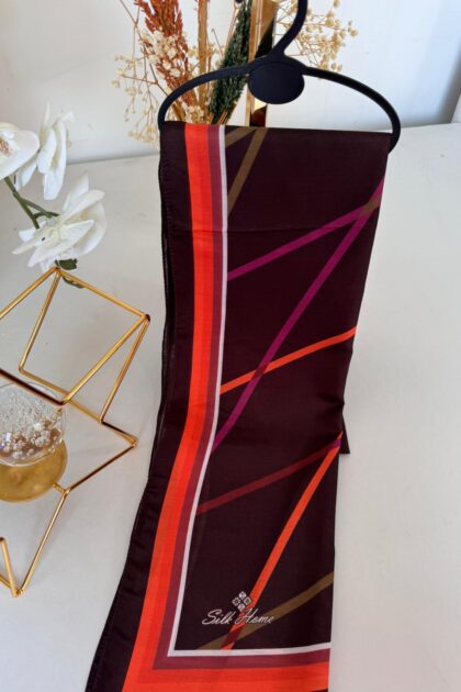 silk home pamuk ipek şal Kahve turuncu