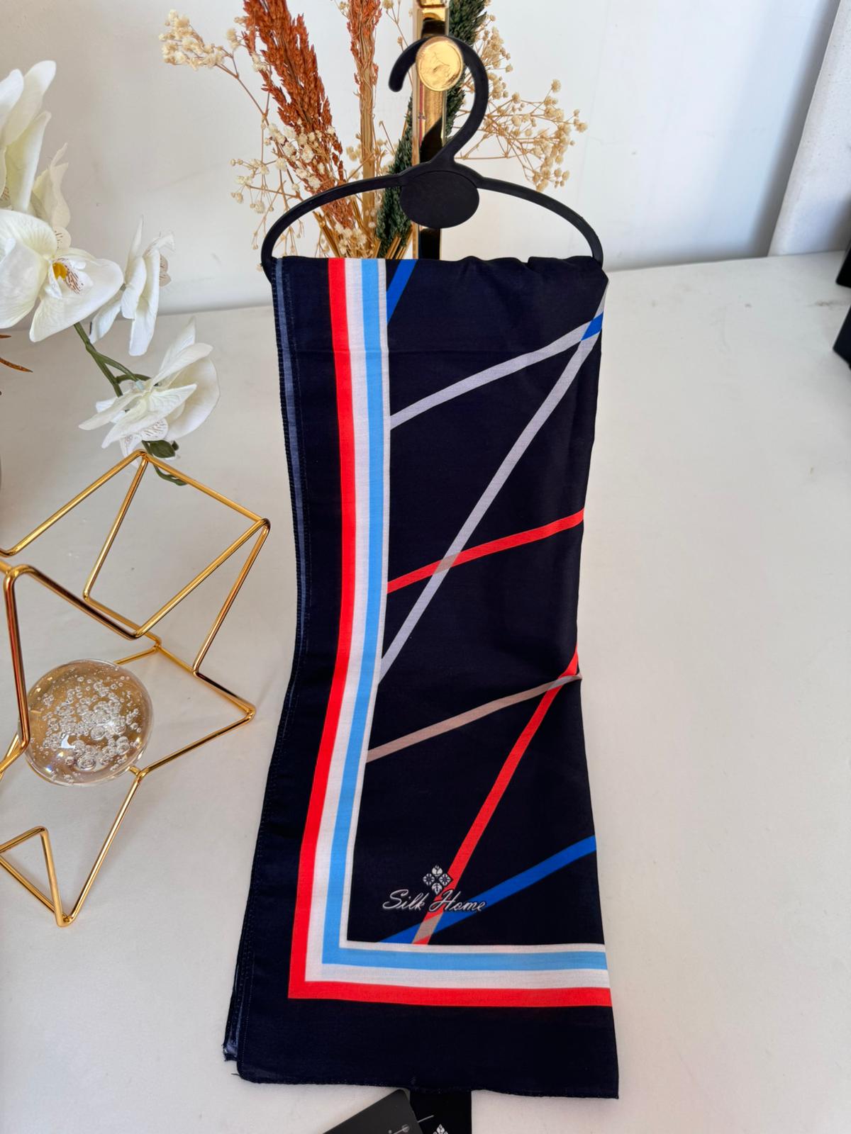 silk home pamuk ipek şal Lacivert turuncu