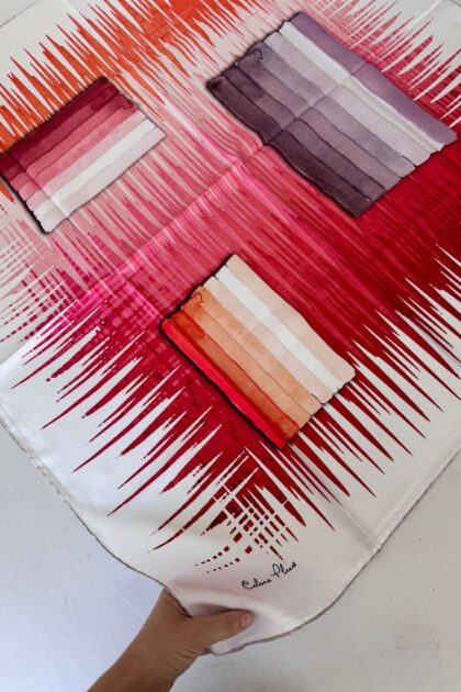 COLOR PLUS PASTEL DESEN 0 İPEK EŞARP 16032006 - Kırmızı