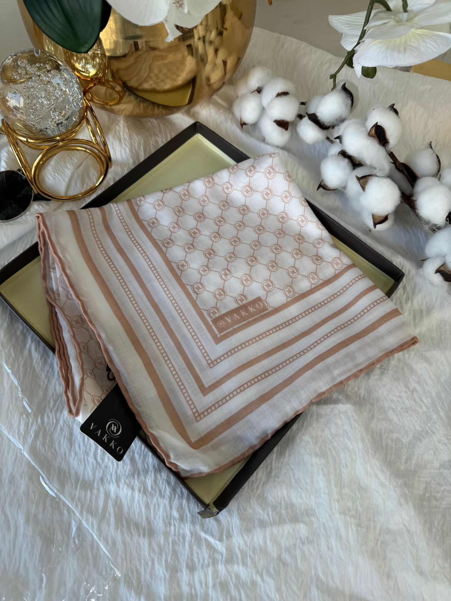 Vakko Desen Pamuk Soft Eşarp - Camel