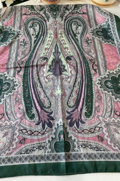 Etnik desen pamuk soft şal-321654 YEŞİL/PEMBE